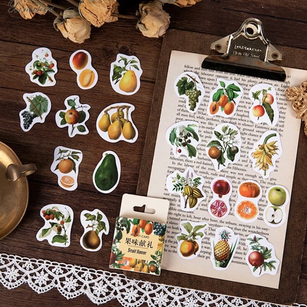 Retro Vintage Style Box Realistic Fruit Mini Stationery Stickers