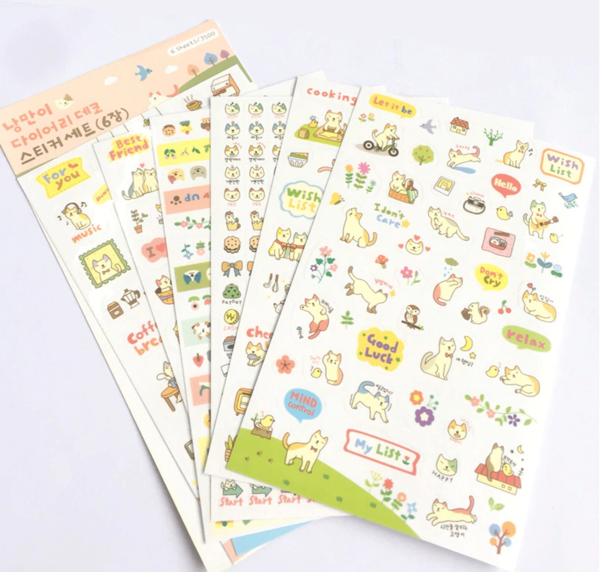 Korean Transparent PVC Cute Kawaii Cat Stationery Stickers - Etsy UK