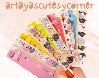 Kawaii Cute Peep Out Sticky Page Marker - Penguin & Seal - Bear - Rabbit - Dog - Llama- Cat Paw - Panda - Mini Animal Memo Pad