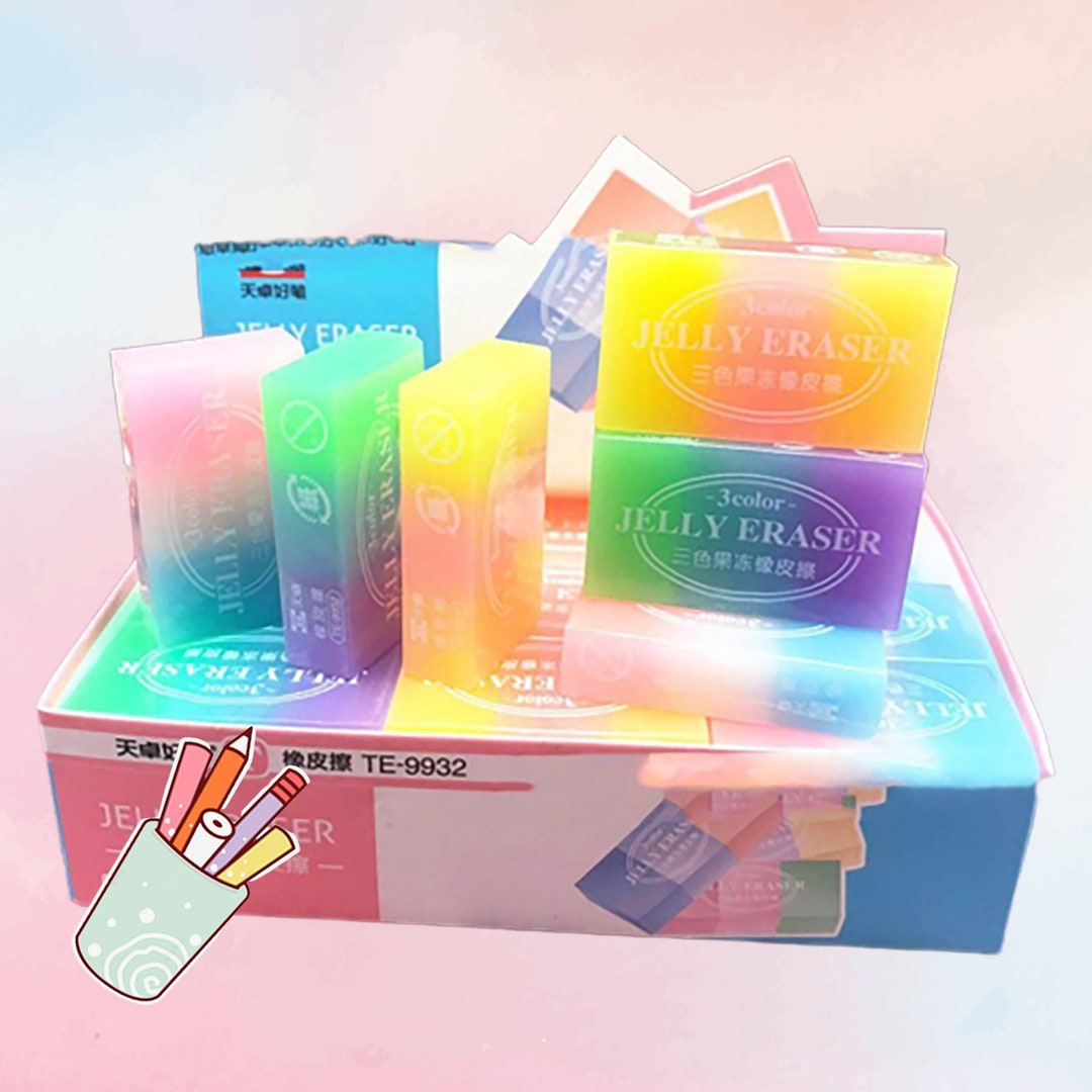 Three Colour Jelly Eraser Etsy