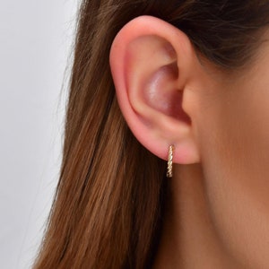 Minimalist 14K Gold Single Hoop earrings - Dainty Handmade Jewelry Earring, Timeless and Elegant Style Earring, Dressy or casual outfits
