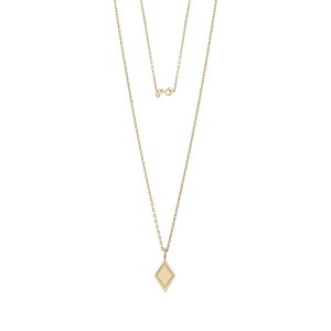 14K Minimalist Geometric Diamond Shape - Rhombus Necklace - Mini Sign of Guaranteed  Dainty Solid Gold Necklace, Daily Use