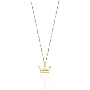 Minimalist Crown Necklace - Mini Sign of Guaranteed 14K Dainty Solid Gold Necklace, Boho Style Necklace, Daily Use Minimalist Necklace