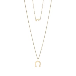 Minimalist Horseshoe Necklace - Mini Sign of Guaranteed 14K Dainty Solid Gold Necklace, Boho Style Necklace, Daily Use Minimalist Necklace