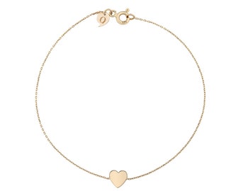 Minimalistisches Gold Herz Armband - 14K zierliches Solides Gold Herz Armband, Boho Style Armband, täglicher Gebrauch, Geschenke für Sie, Mutter, Schwester
