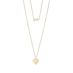 Collar minimalista de corazón de oro macizo - Collar de corazón de oro macizo delicado de 14K, collar de estilo boho, uso diario, regalos para ella, madre, hermana