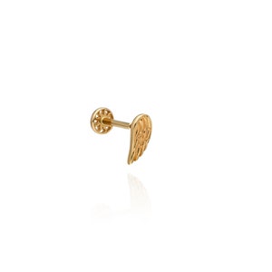 Minimalist Angel wing Tragus - 14K Gold Dainty Handmade Jewelry Earring, Timeless and Elegant Style Earring, Dressy or casual outfits