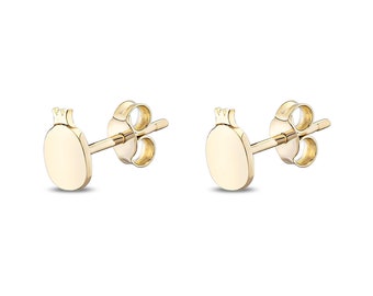 Minimalist Pomegranate Earring Stud- Mini Sign of Fruit 14K Genuine Gold Dainty Handmade Jewelry Earring, Boho Style Earring Stud