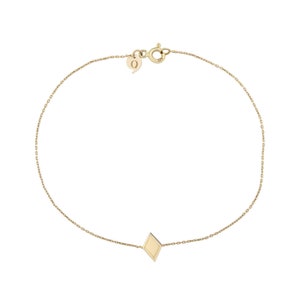 Minimalist Geometric Diamond Shape - Rhombus Bracelet - Mini Sign of Guaranteed 14K Dainty Solid Gold Bracelet, Boho Style Bracelet, Daily