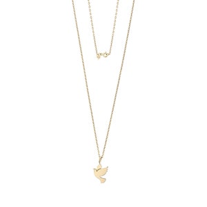 Dove Necklace -  14K Turtledove Gold Dainty Symbol of Peace, Freedom,Love and Hope | Perfect Gift for New Beginnings