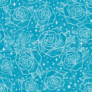 Pool Water Roses Seamless, Ghoul Party coordinate, Seamless File, hand drawn seamless design