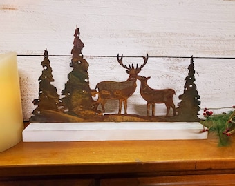 Rustic Buck & Doe in Woods