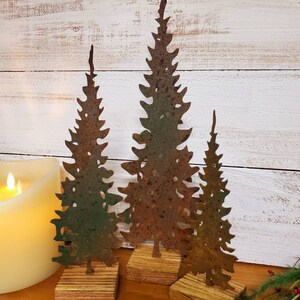 Rustic Metal Pine Trees - Rusty Set of 3 - Etsy