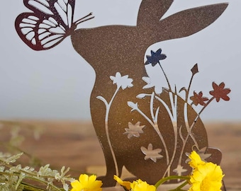 Metal Floral Bunny Rabbit - Butterfly