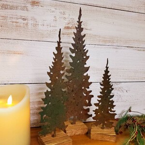 Rustic Metal Pine Trees - Rusty Set of 3 - Etsy