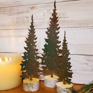 Rustic Metal Pine Trees - Rusty Set of 3 - Etsy