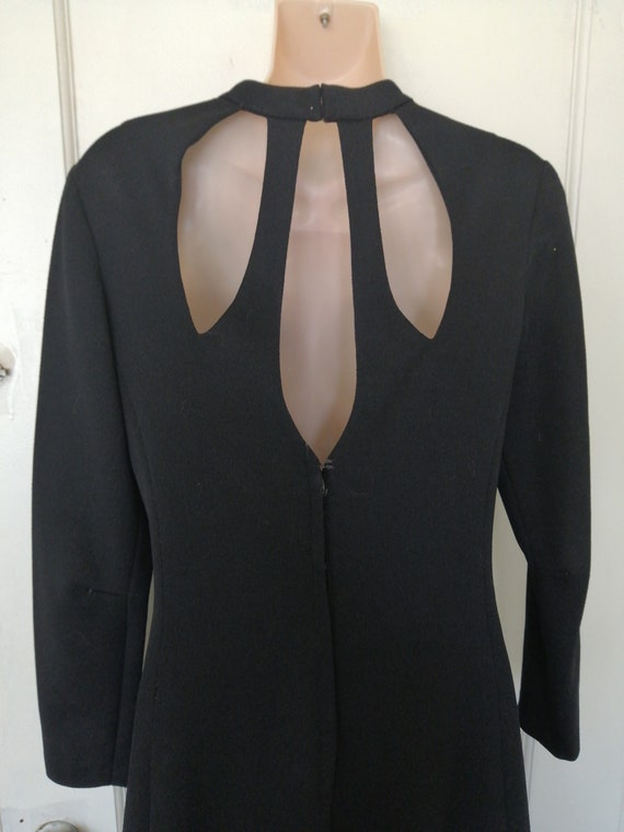 Vintage 70s front slit custom-made long black dre… - image 3