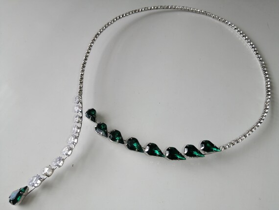 Emerald Diamond cz Costume necklace - image 2