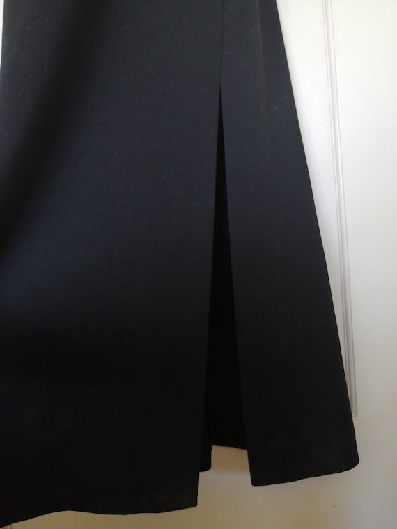 Vintage 70s front slit custom-made long black dre… - image 6