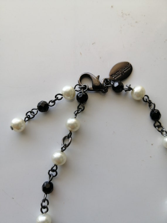 14k gold over pearl bracelet Black and white pear… - image 4