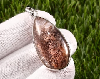 Lodolite Garden Quartz Pendant: Sterling Silver Statement Jewelry