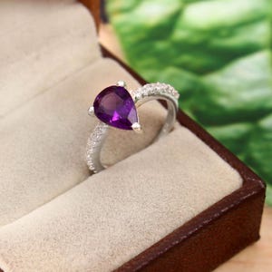 100% Natural Amethyst Ring, Amethyst Silver Ring Beautiful Purple Amethyst Ring February Birthstone Ring Anniversary Ring, Wedding Ring