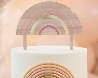 Gâteau de célébration de gâteau arc-en-ciel en sourdine, en bois et acrylique