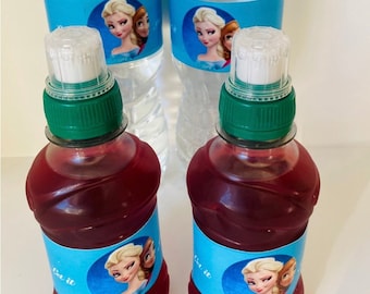 12X Etiquetas para botellas de jugo para fiestas de Frozen, etiquetas para botellas de agua para fiestas temáticas de Frozen, ideas para fiestas de Frozen, decoraciones para fiestas temáticas de Frozen