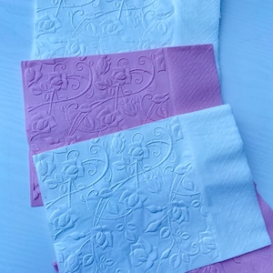 25X Unique Rose vine napkins, Floral wedding napkins,folded rectangular napkins,hand embossed napkins, baptism napkins, cute party napkins