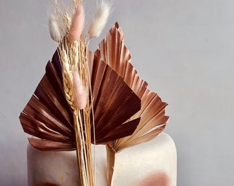 2X PALM Rose Gold dried flower cake topper, dried flowers, Rose Gold gold wedding cake topper, Rose Gold cake topper, Rose gold cake flowers