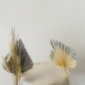 2X PALM SILVER dried flower cake topper with local WILD grasses,dried flower bouquet,dried silver flower wedding cake topper, cake flowers