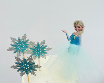 Elsa Anna sneeuwvlokken taarttopper, Frozen thema verjaardagstaart topper, Frozen taarttopper, Frozen feest, Frozen taarttopper