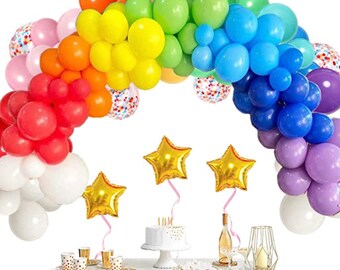 Rainbow Birthday Party Decorations Kit - Foil Fringe Curtains, Balloons & Backdrop Supplies