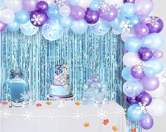 109x Quality Frozen Balloon Arch, Snowflakes Frozen and Frozen 2 party decor ,Frozen party garland ,Frozen decorations,Frozen theme