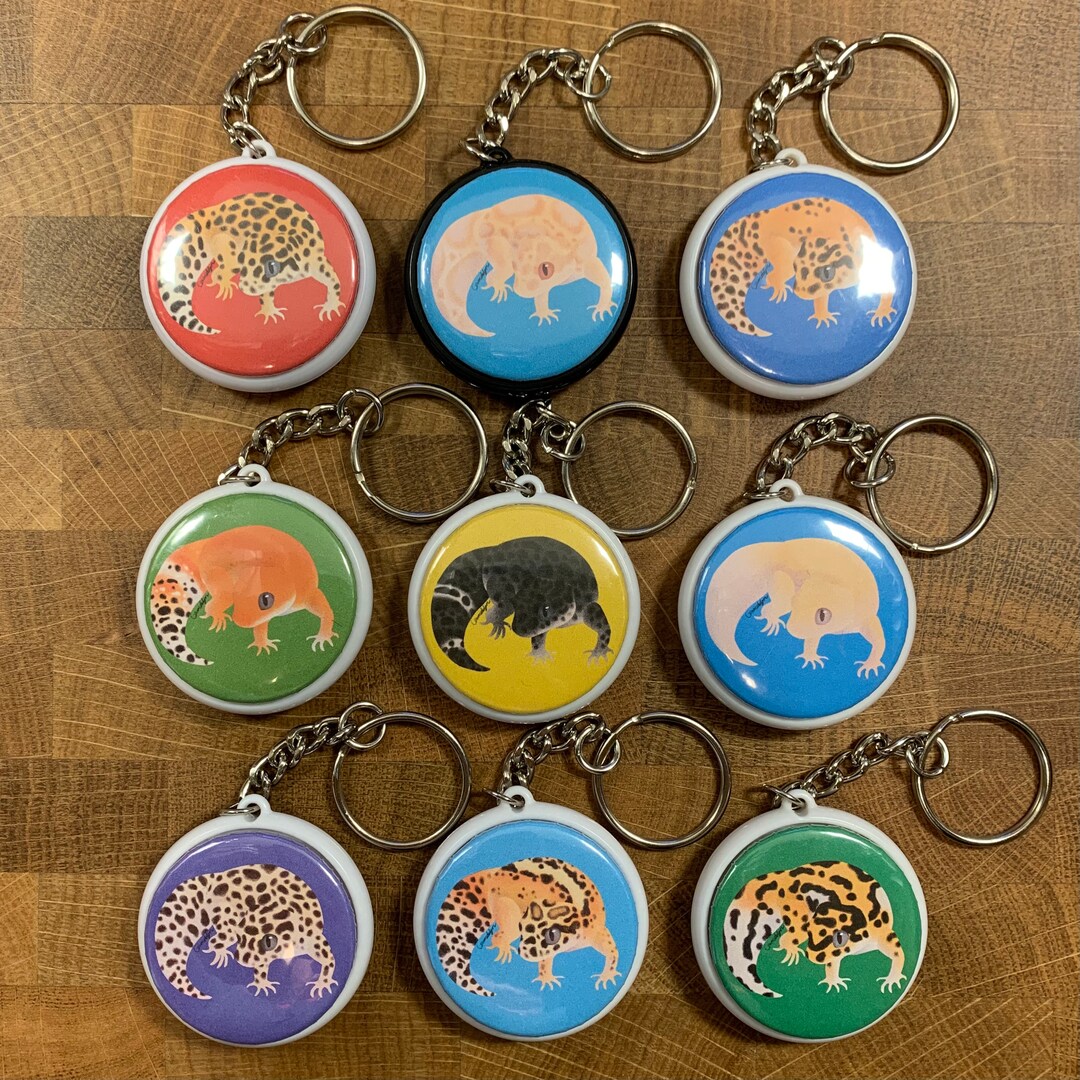 Leopard Gecko Keychains, 9 Color Patterns to Choose From, Amphisbaena