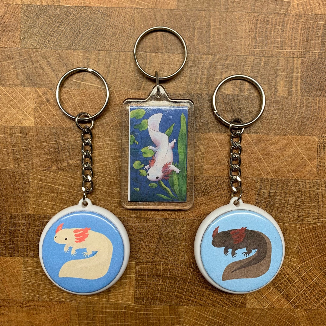 Axolotl Keychains, Amphisbaena Exotics Original Art Etsy