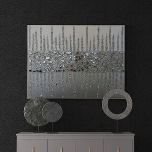 Silver Glitter Glass Glam Painting, Glitter Wall Art, Glass Wall Art, Bling Wall Decor, Canvas Wall Art, Glam Decor, Silver Glitter Art,