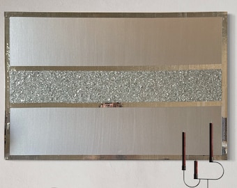 Silver Glitter Glass Wall Art: Glam Mosaic Painting