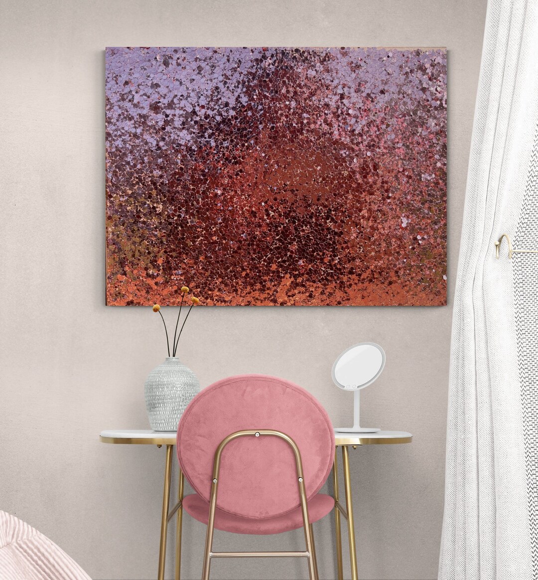 Rose Gold Glitter Glam Wall Art Blush Wall Art Glitter Wall Etsy