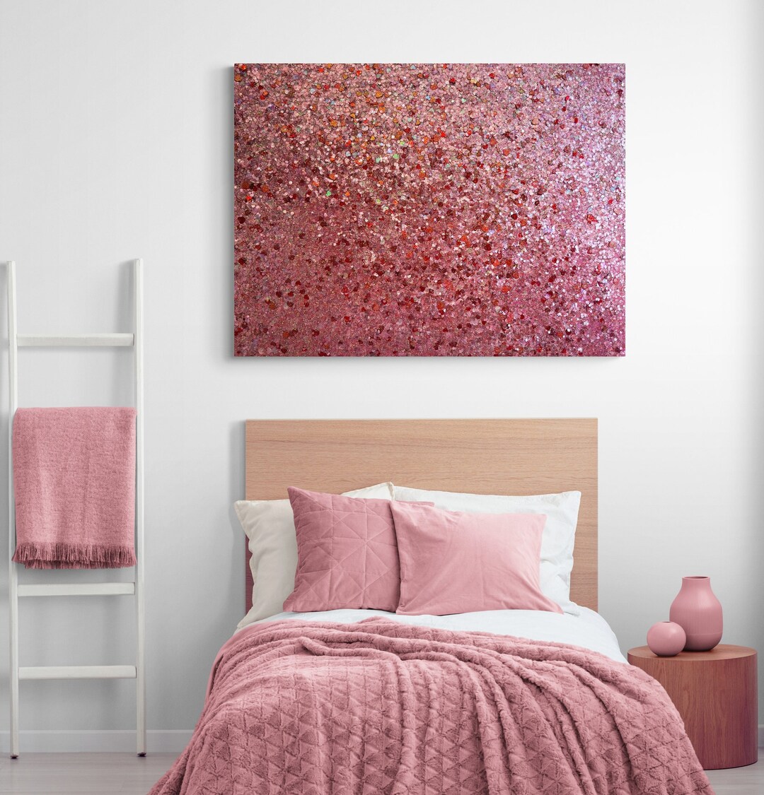 Pink Glitter Glam Wall Art, Pink Art, Glitter Wall Art, Glam Decor