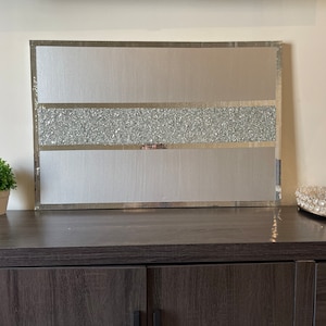 Décoration murale en verre scintillant argenté : décoration de miroir en mosaïque glam