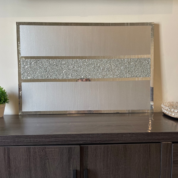 Silver Glitter Glass Wall Art: Glam Mosaic Mirror Art