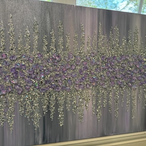 Lilac Glitter Glass Painting: Silver Glam Wall Art