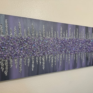 Lilac Silver Glitter Glass Painting: Glam Gems Wall Art