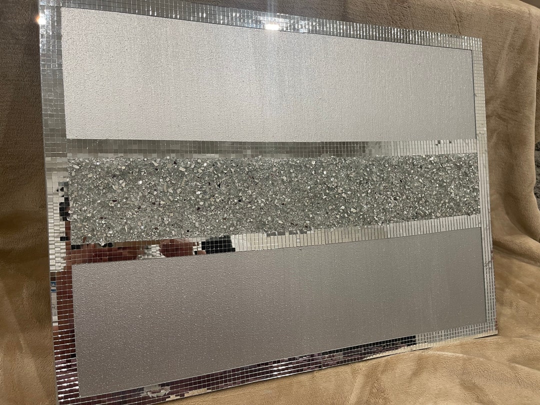 Silver Glitter Glass Wall Art, Silver Painting, Glitter Wall Art, Glass