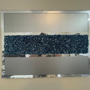 Blue and Silver Painting, Silver Wall Art, Blue Wall Art, Glitter Wall Art, Mosaic Glass, Minimalist, Boho Art, Silver Painting, Blue Art