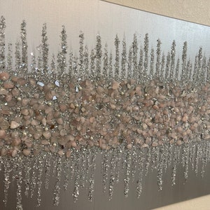 Baby Pink Rose Quartz Glitter Glass Wall Art, Glitter Wall Art, Glass Wall Art, Pink Wall Art, Blush Decor, Pink Decor, Blush Wall Art