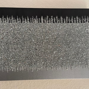Black Silver Glitter Glass Painting, Glitter Wall Art, Silver Glitter Art, Glass Wall Art, Black Glass Art, Glam Art, Bling Wall Art