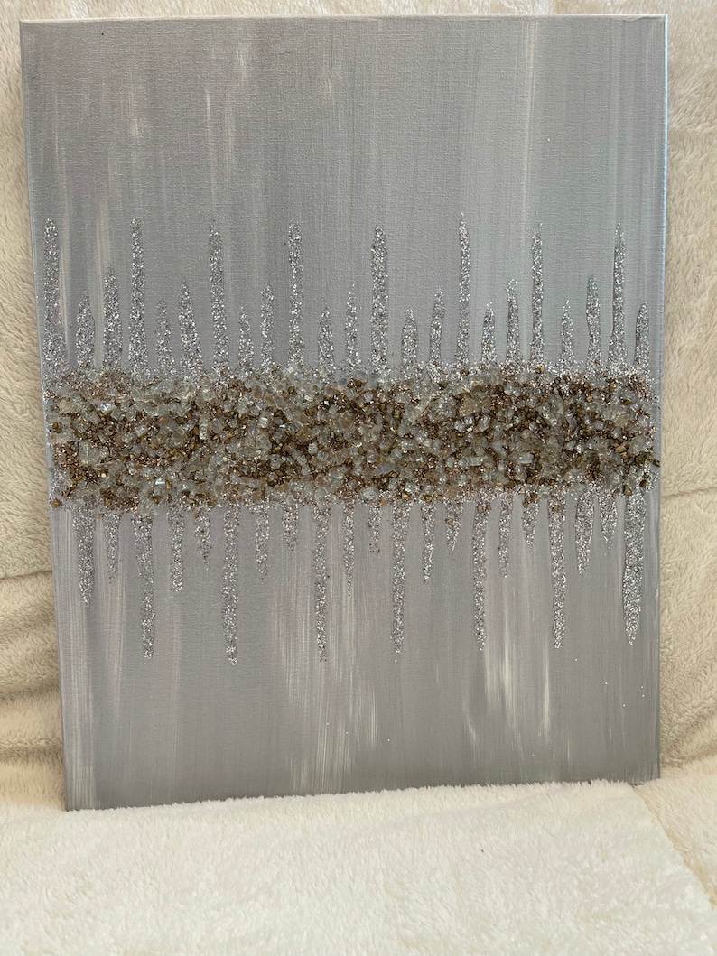 Gold Silver Art Champagne Gold Painting Silver Art Abstract Etsy