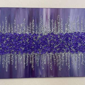 Purple Gems Glitter Painting: Silver Glass Glam Wall Art